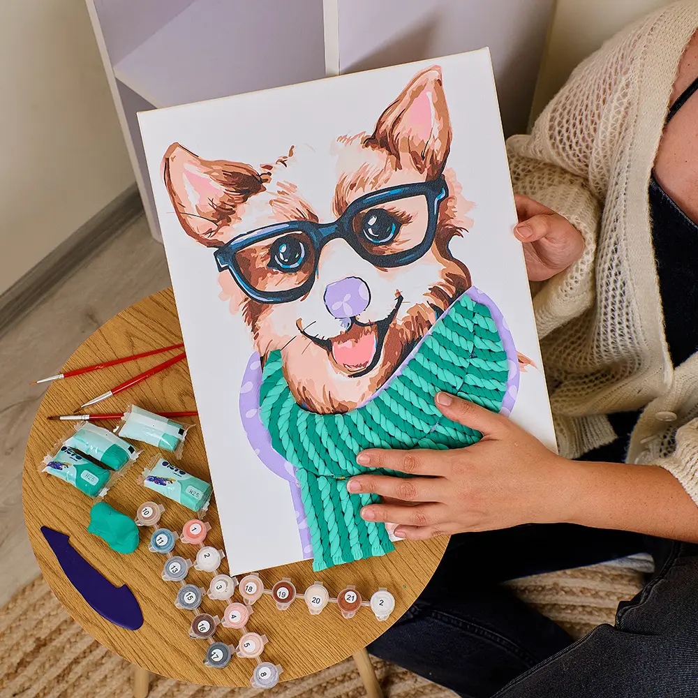 3D-Malbild nach Zahlen OKTO & Ideyka „Stylischer Corgi” thumbnail 7